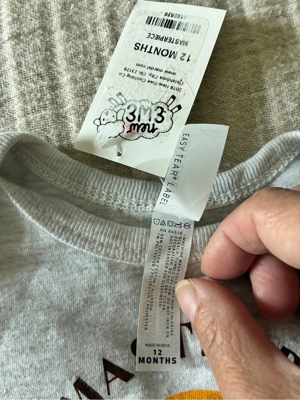 His Masterpiece Ephesians 2:10  Desert Graphic Onesie Heathered Gray, 12 mo NEW!